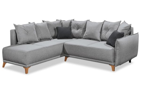 Ecksofa Pamplona links - mit Ottomane und Bettfunktion